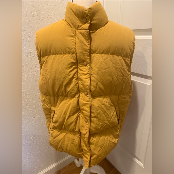 Eddie Bauer Other - Eddie Bauer Vest Mens Large Down Puffer Mustard Full Zip/snap Outdoors Sportsman